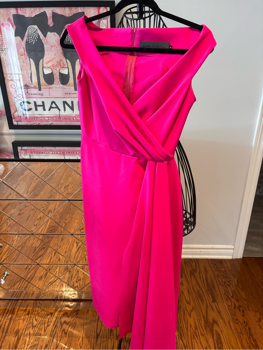 Elegant Hot Pink Draped Dress